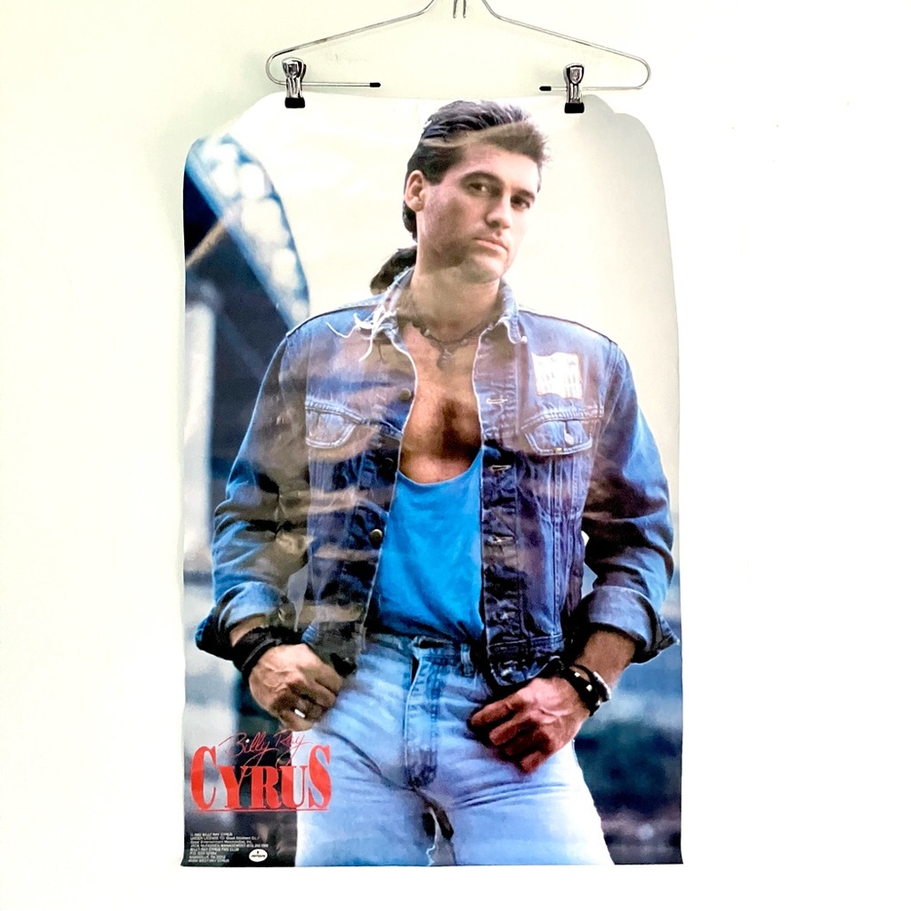 Vintage 90’s Billy Ray Cyrus country music star poster